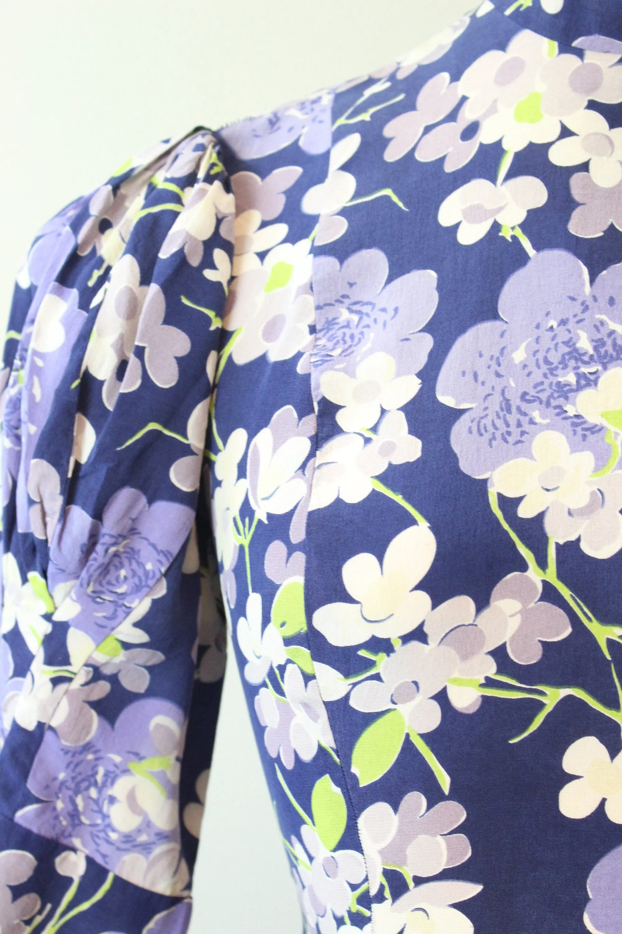 1930s DOGWOOD floral lantern SLEEVES dress xs | new spring