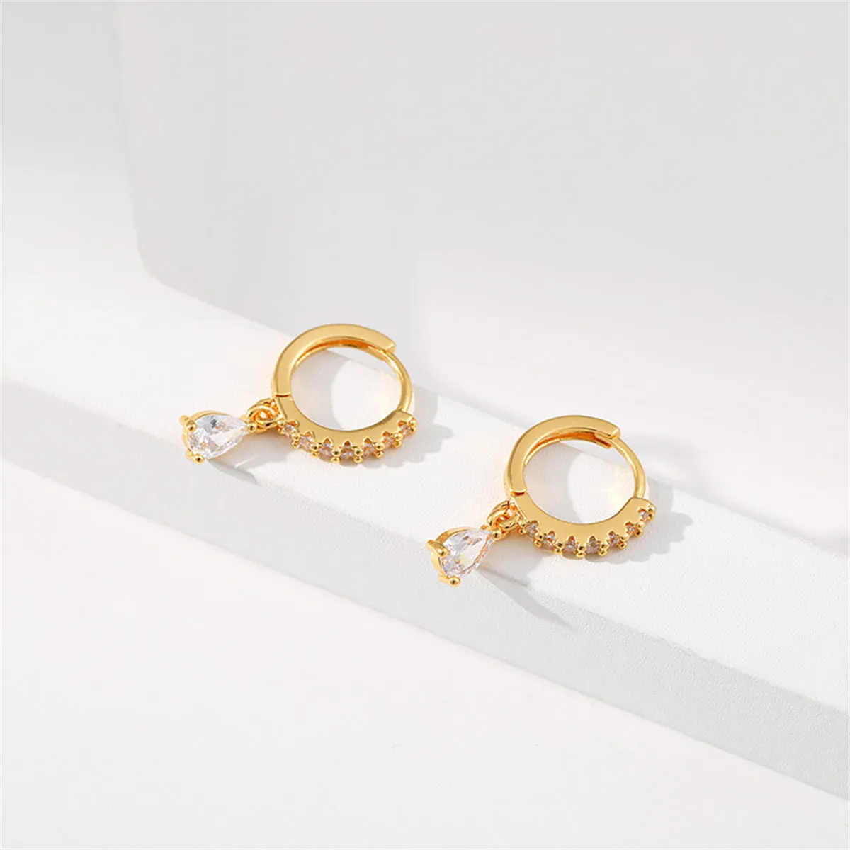 Crystal & Cubic Zirconia Drop Huggie Earrings